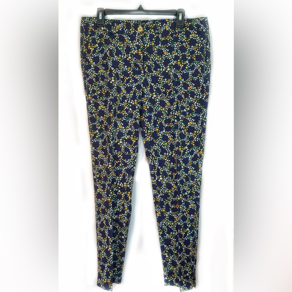 Michael Kors Navy Floral Cotton Pants, 10